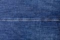 Blue jeans texture and seam closeup, thread stitch line, jean textile background, dark blue denim backdrop, jeans pattern, indigo