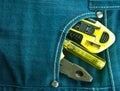 Blue jeans and tools Royalty Free Stock Photo