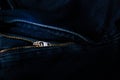 blue jeans zipper close up Royalty Free Stock Photo