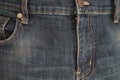 Blue jeans zipper, Denim pant button and zippers Royalty Free Stock Photo