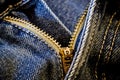 Blue jeans zipper unzipped