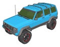 Blue jeep cherokee, illustration, vector