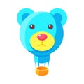 Blue Jelly Bear Head Shaped Hot Air Balloon, Fairy Tale Candy Land Fair Landscaping Element In Childish Colorful Design