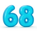 Blue jelly digit 68 Sixty eight isolated on white background Jelly colorful alphabets numbers for kids 3d illustration