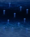 A blue jelly fish under the ocean Royalty Free Stock Photo