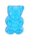 Blue jelly gummy bear isolated on white background. Jelly candy. Children`s multivitamin Royalty Free Stock Photo