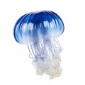 blue jellyfish isolated on the white background. Jellyfish floating in the water. generative ai