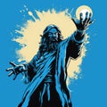 Blue Jesus Illustration Never Turn Aside The Light Royalty Free Stock Photo