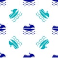 Blue Jet ski icon isolated seamless pattern on white background. Water scooter. Extreme sport. Vector Illustration Royalty Free Stock Photo