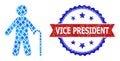 Blue Jevel Collage Old Man Icon and Distress Bicolor Vice President Stamp