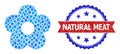 Blue Jevel Composition Flower Icon and Distress Bicolor Natural Meat Stamp