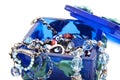 Blue jewel box with jewels Royalty Free Stock Photo