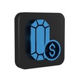 Blue Jewelry online shopping icon isolated on transparent background. Black square button.