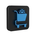 Blue Jewelry online shopping icon isolated on transparent background. Black square button.