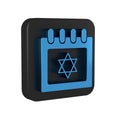 Blue Jewish calendar with star of david icon isolated on transparent background. Hanukkah calendar day. Black square