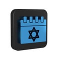 Blue Jewish calendar with star of david icon isolated on transparent background. Hanukkah calendar day. Black square