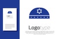 Blue Jewish kippah with star of david icon isolated on white background. Jewish yarmulke hat. Logo design template