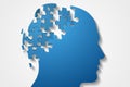 Blue jigsaw head with missing pieces Royalty Free Stock Photo