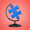 Blue Jigsaw Puzzle Piece in the Shape of Earth Globe. 3d Rendering Royalty Free Stock Photo