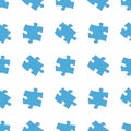 Blue Jigsaw Puzzle Pieces seamless pattern. Ornament can be used for gift wrapping paper, pattern fills, web page background, Royalty Free Stock Photo