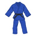 Blue Judo Kimono with Black Belt Royalty Free Stock Photo