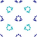 Blue Juggling ball icon isolated seamless pattern on white background. Vector
