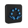 Blue Juggling ball icon isolated on transparent background. Black square button.