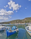 Blue Kaiki traditional fishing boat Royalty Free Stock Photo