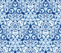 Blue kaleidoscope seamless pattern, background. Composed of abstract shapes. Royalty Free Stock Photo