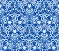 Blue kaleidoscope seamless pattern, background. Composed of abstract shapes. Royalty Free Stock Photo