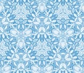 Blue kaleidoscope seamless pattern, background. Composed of abstract shapes. Royalty Free Stock Photo