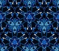 Blue kaleidoscope seamless pattern. Composed of abstract elements located on white background. Royalty Free Stock Photo