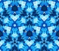 Blue kaleidoscope seamless pattern. Seamless pattern composed of color abstract elements located on white background. Royalty Free Stock Photo