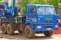 Blue Kamaz Truck at the Roadwarks in Smolensk, Russia.