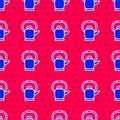 Blue Kettle with handle icon isolated seamless pattern on red background. Teapot icon. Vector Illustration Royalty Free Stock Photo