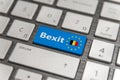 Blue key Enter Belgium Bexit with EU keyboard button on modern board