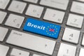 Blue key Enter United Kingdom Brexit with EU keyboard button Royalty Free Stock Photo