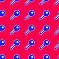 Blue Key icon isolated seamless pattern on red background. Vector Illustration Royalty Free Stock Photo