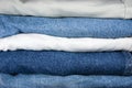 Blue And Khaki Jeans Stack Closeup