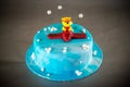 Blue kids birthday cake Royalty Free Stock Photo