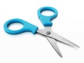 Blue kids` scissors isolated on white background. 3D illustration