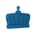 Blue King crown icon isolated on transparent background.