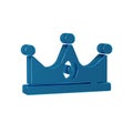 Blue King crown icon isolated on transparent background.