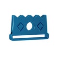 Blue King crown icon isolated on transparent background.