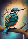 Blue kingfisher bird abstract graphic design Royalty Free Stock Photo