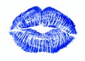 Blue kiss lips lip print Royalty Free Stock Photo