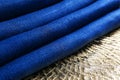 Blue kitchen napkins on textured background, closeup Royalty Free Stock Photo