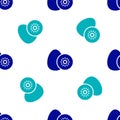 Blue Kiwi fruit icon isolated seamless pattern on white background. Vector