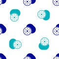 Blue Kiwi fruit icon isolated seamless pattern on white background. Vector