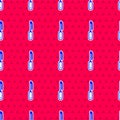 Blue Knife icon isolated seamless pattern on red background. Cutlery symbol. Vector